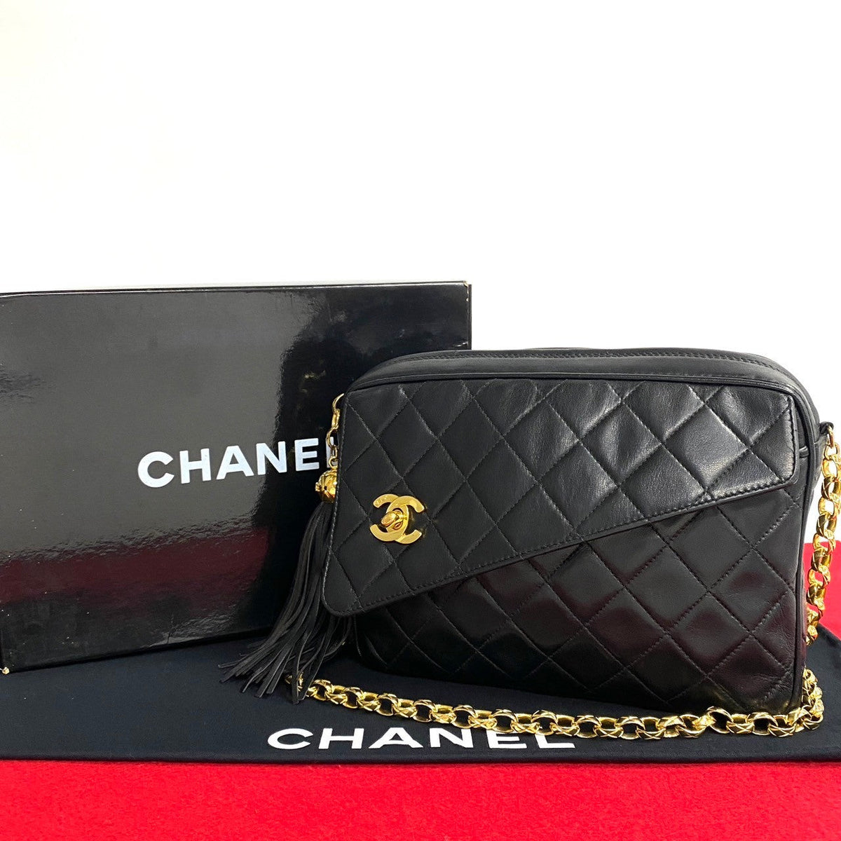 CHANEL Shoulder Bag leather black