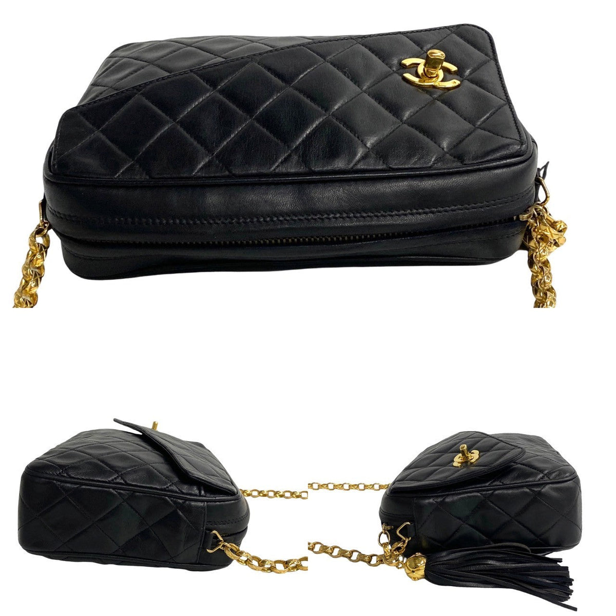 CHANEL Shoulder Bag leather black
