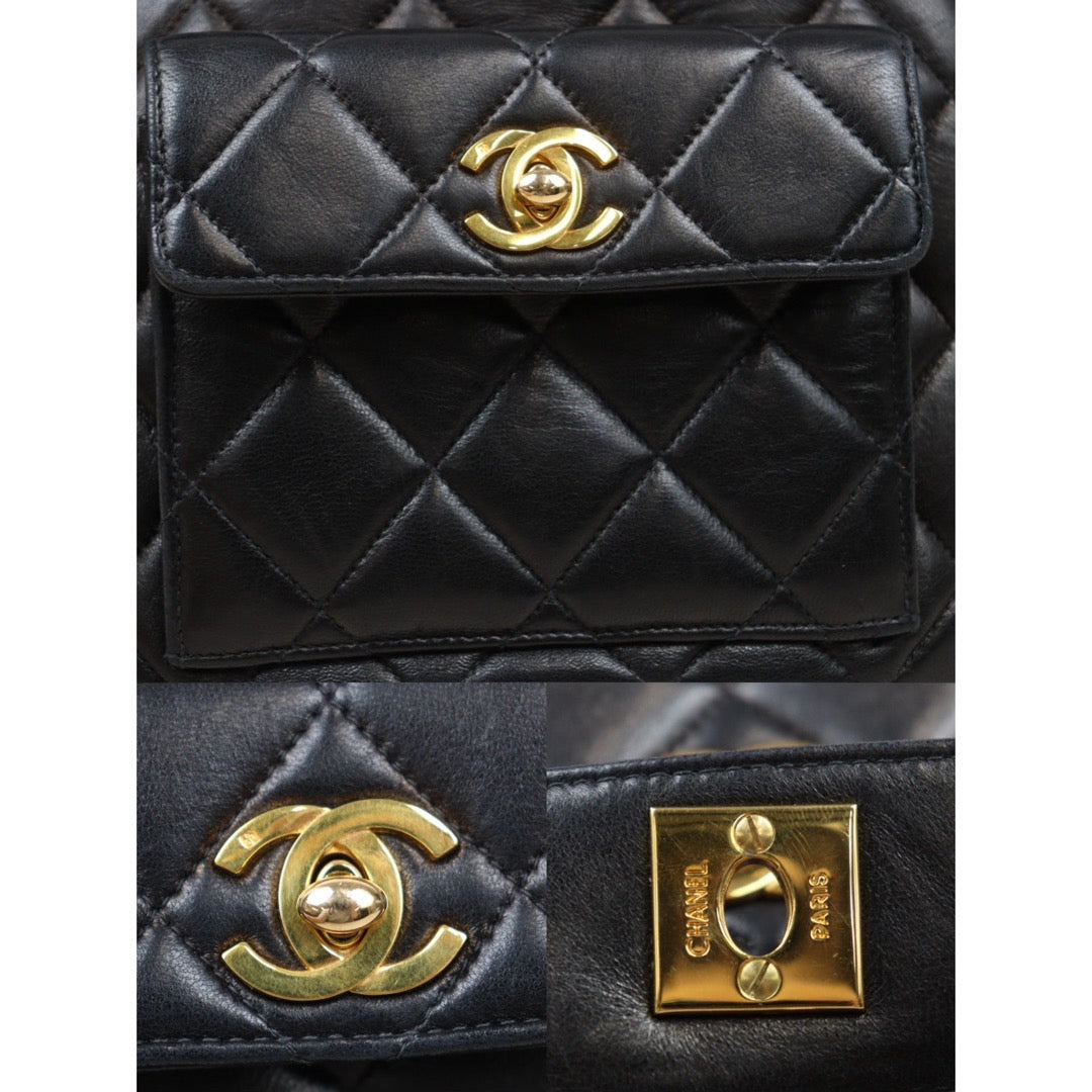 Good ( Rank AB)｜CHANEL  Lamb Skin Duma Backpack  Black Made in 1996-1997 Year｜P24061128