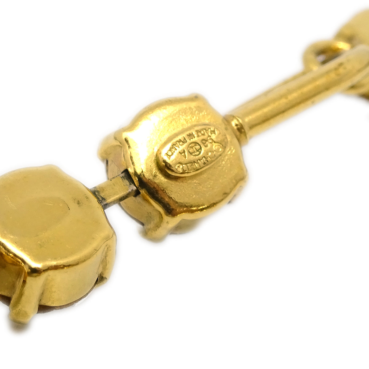 Chanel CC Chain Pendant Necklace Rhinestone Gold 96A