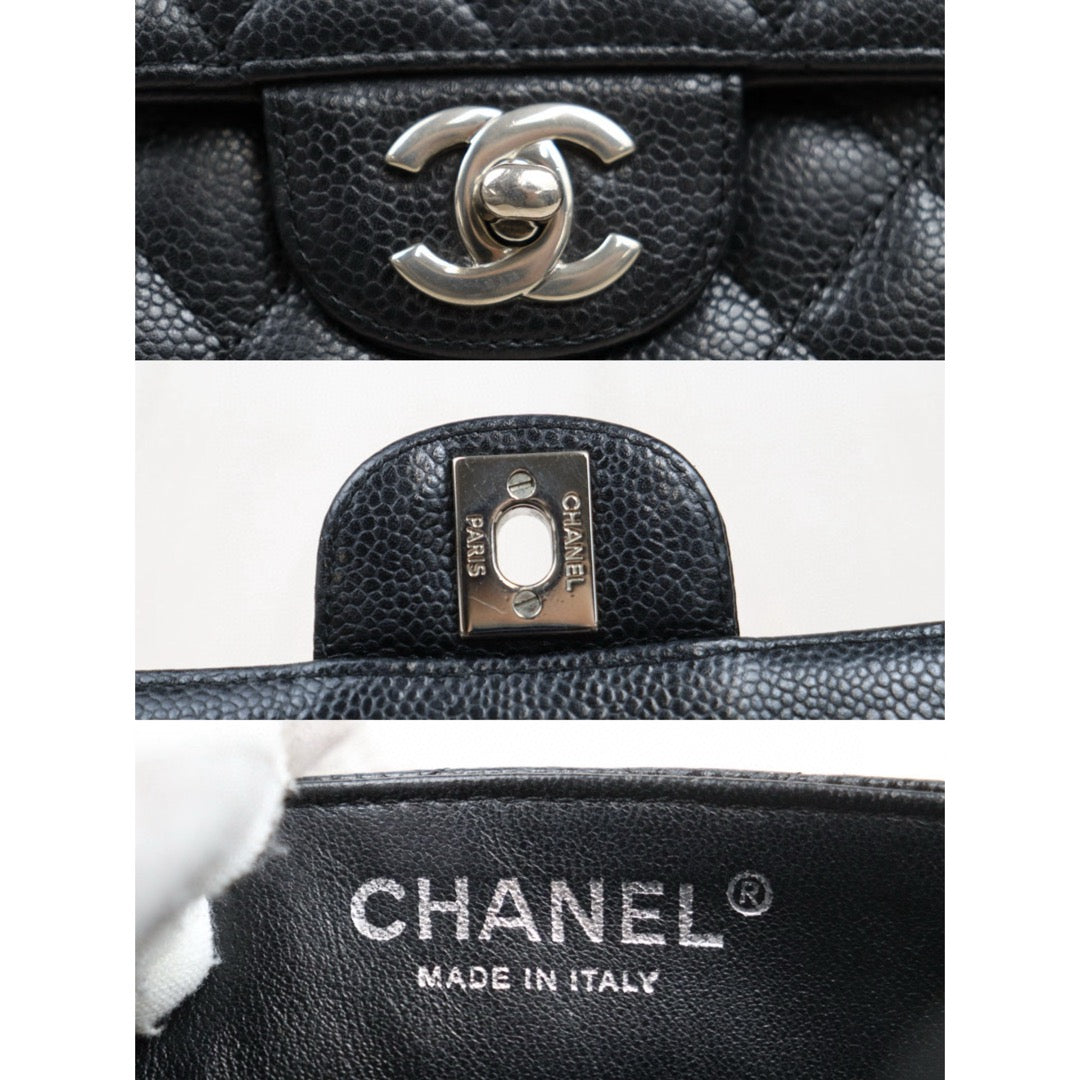Good ( Rank AB)｜ CHANEL Caviar Skin Matrasse Single Flap 25 Shoulder Bag Black Made In 2006-2008 Year  ｜V25021909