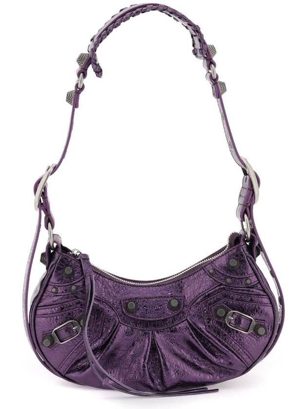Luxury Balenciaga  Metallic Le Cagol XS Lambskin Shoulder Bag Purple