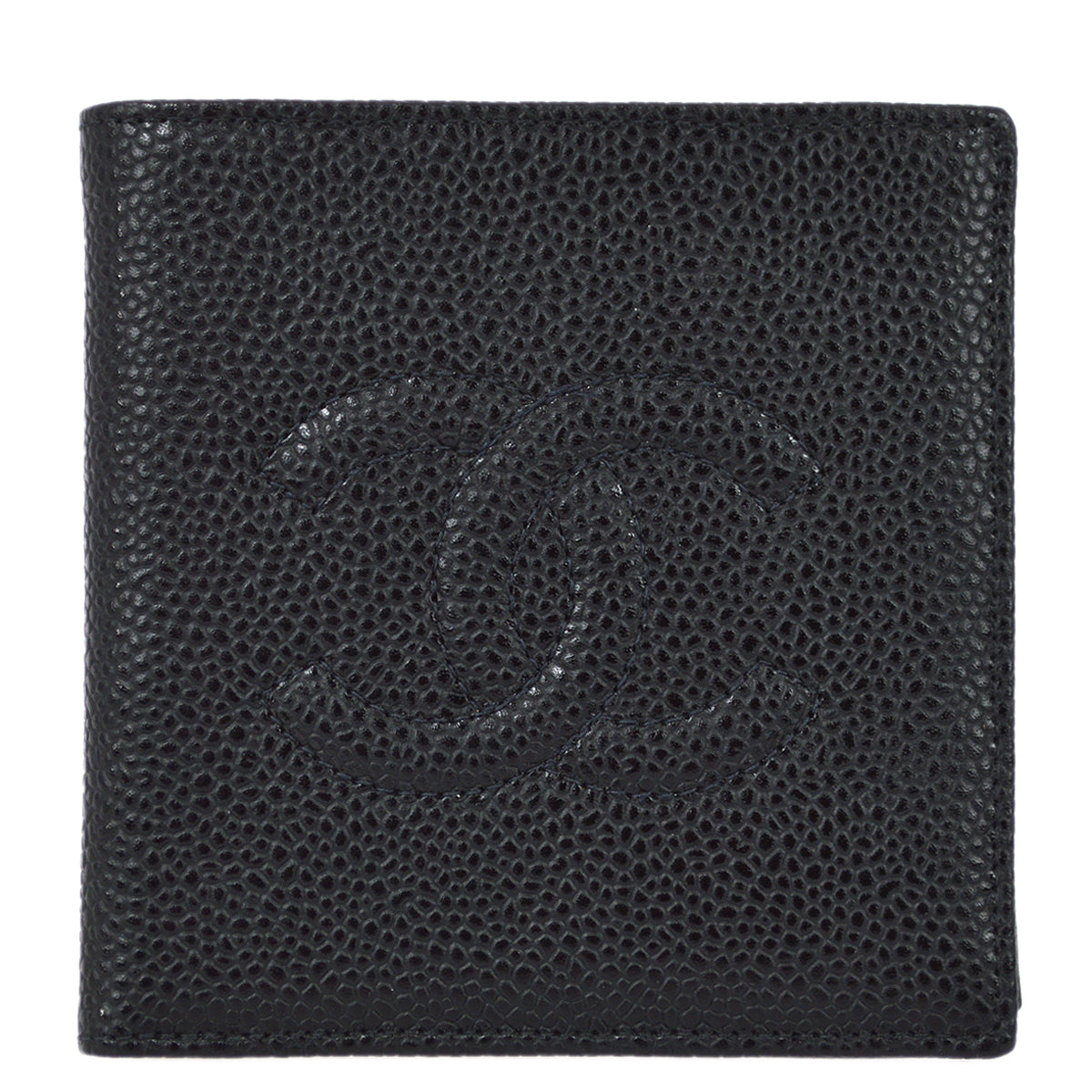 Chanel 2000-2002 Black Caviar Bifold Wallet Purse