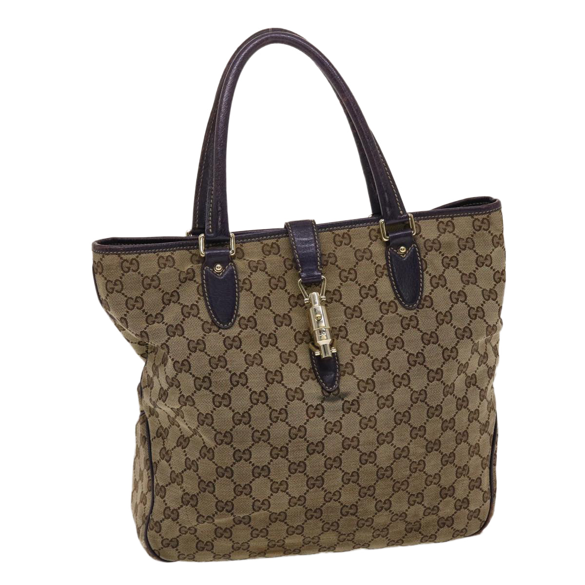 Gucci GG Canvas Jackie Tote Bag Beige Purple  49056