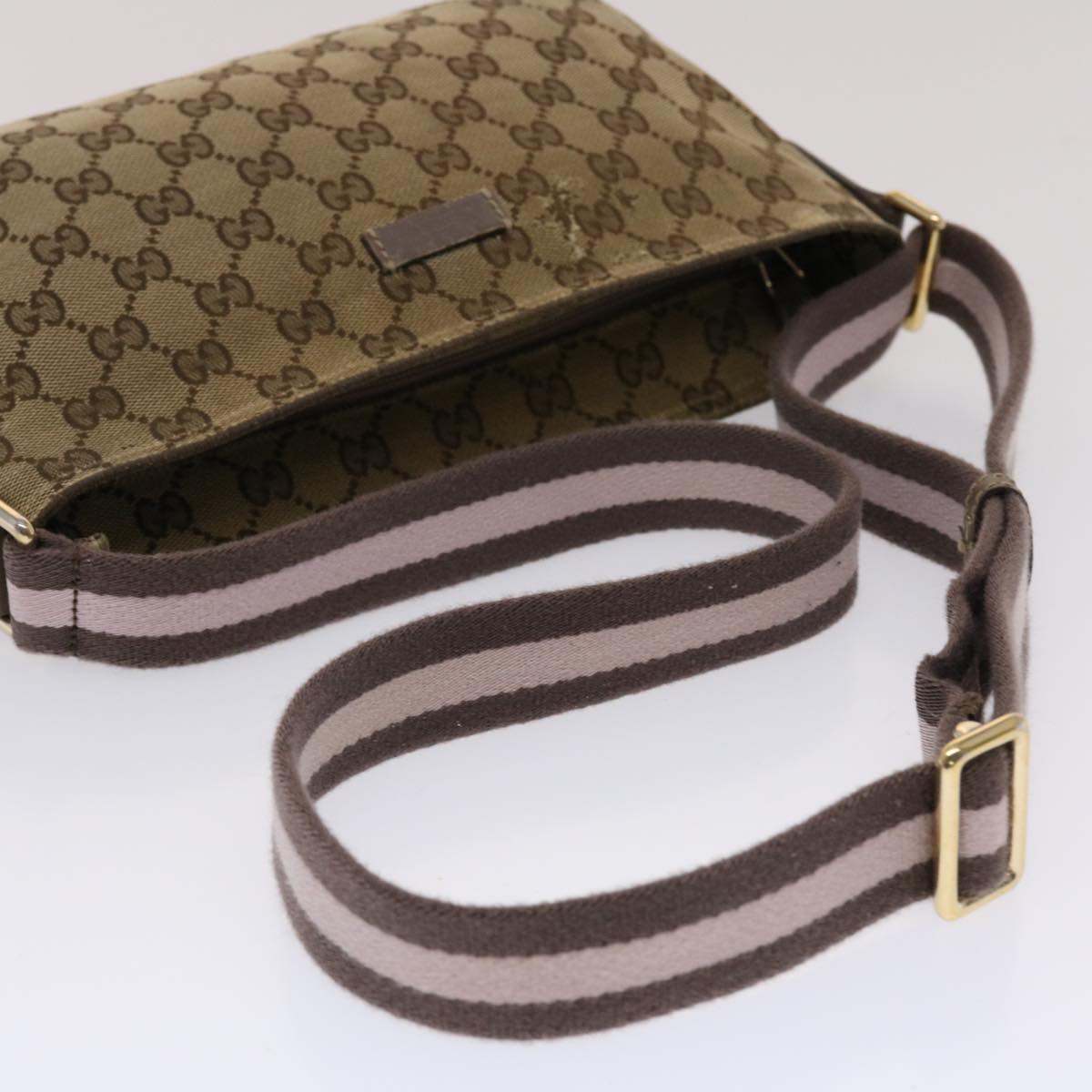 Gucci GG Canvas Sherry Line Shoulder Bag Beige Pink  49065