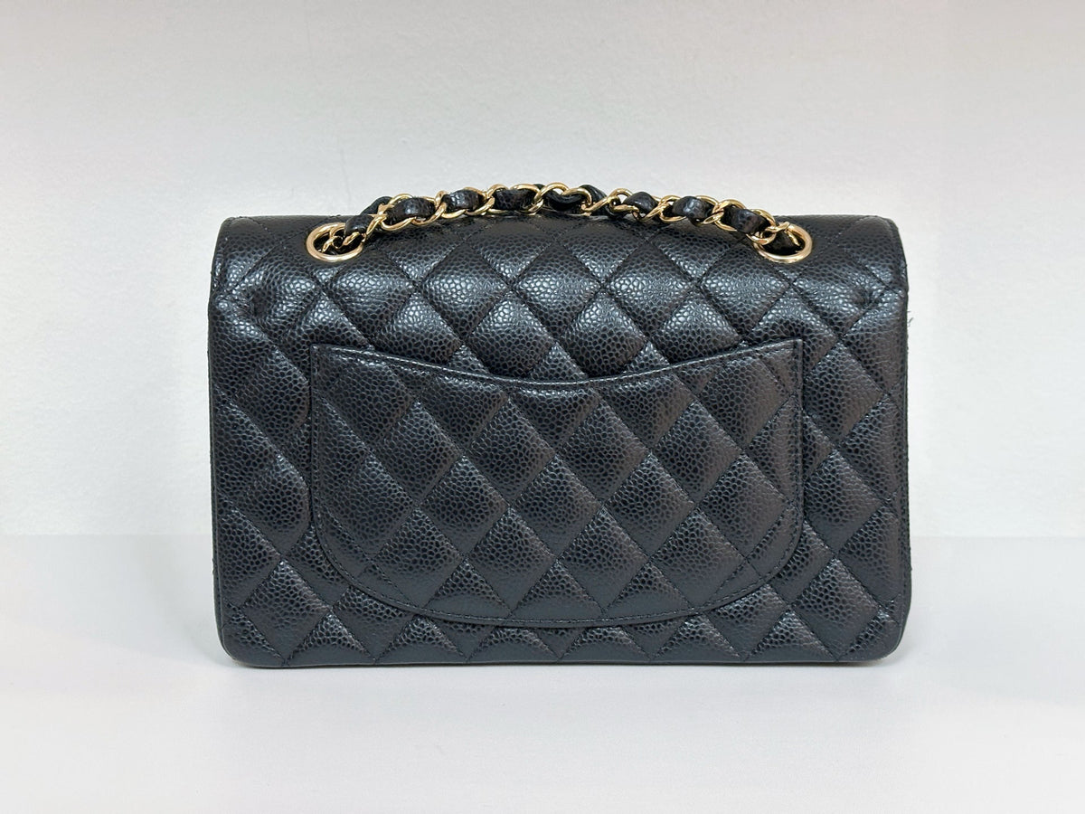 Chanel Small Classic Quilted Caviar Double Flap Bag Black