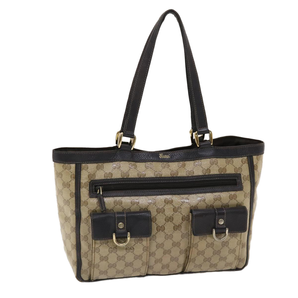 GUCCI GG Canvas Tote Bag Coated Canvas Beige Dark Brown 268639  49291