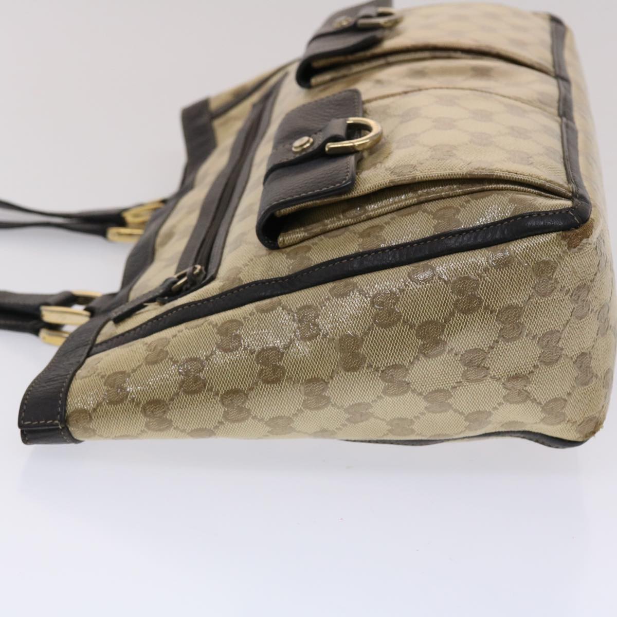 GUCCI GG Canvas Tote Bag Coated Canvas Beige Dark Brown 268639  49291