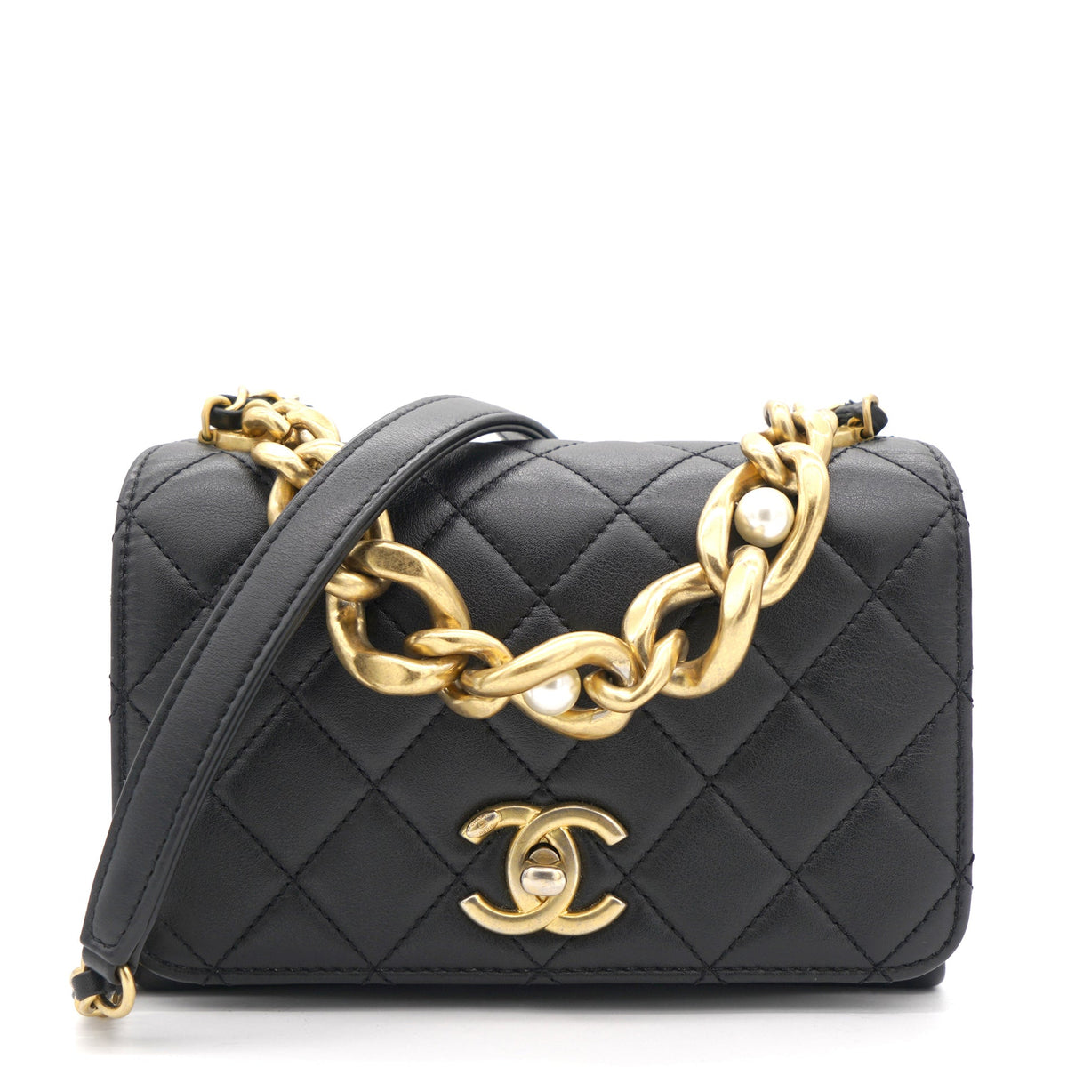 Chanel Pearl Boy Chain Bag Black