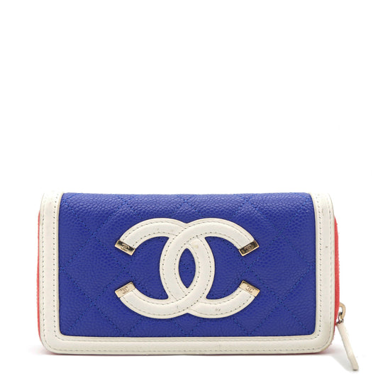 Chanel Caviar CC Filigree Zip Around Wallet