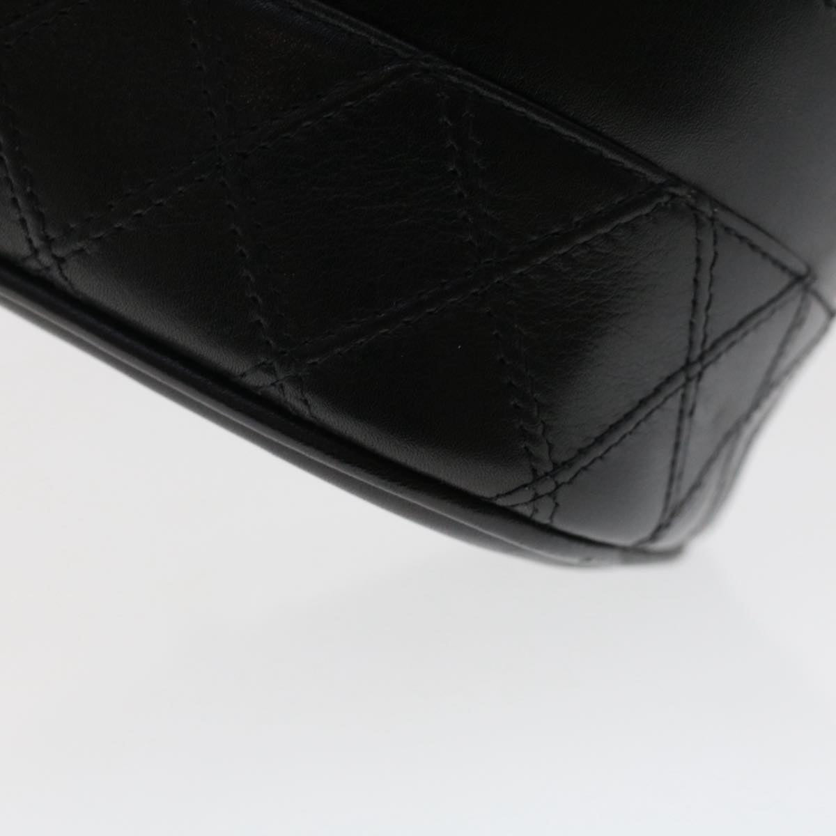 CHANEL Vanity Cosmetic Pouch Lamb Skin Black CC Auth 49400A