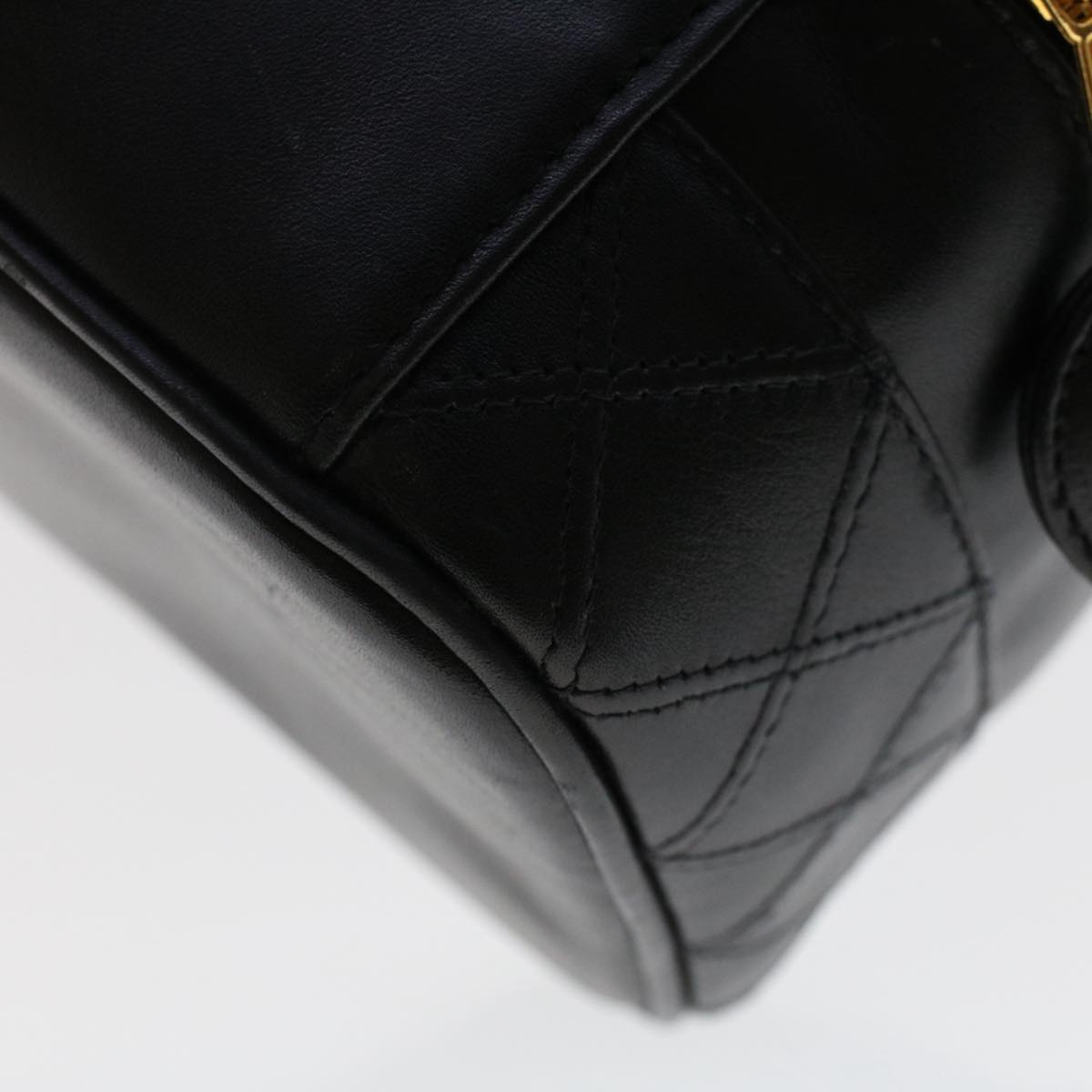 CHANEL Vanity Cosmetic Pouch Lamb Skin Black CC Auth 49400A