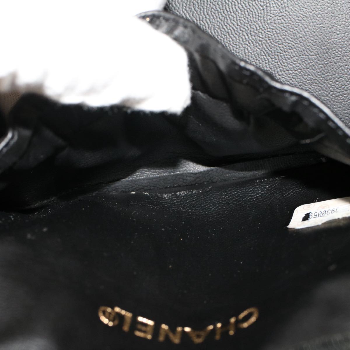 CHANEL Vanity Cosmetic Pouch Lamb Skin Black CC Auth 49400A