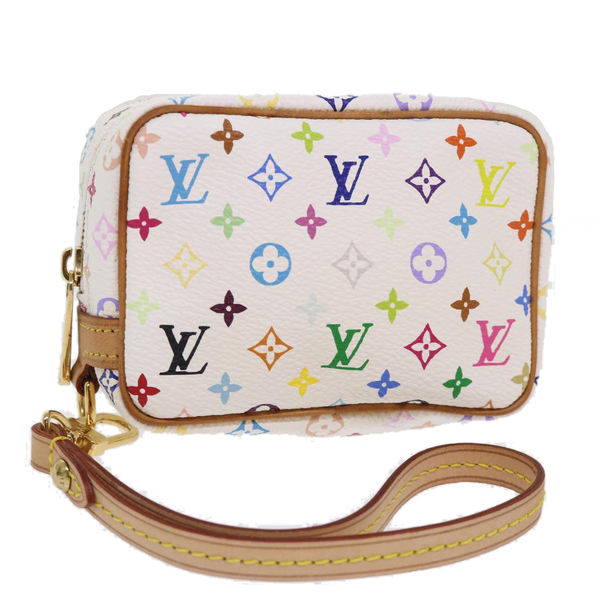 LOUIS VUITTON Monogram Multicolor Trousse Wapity Pouch White M58033 Auth 49632A