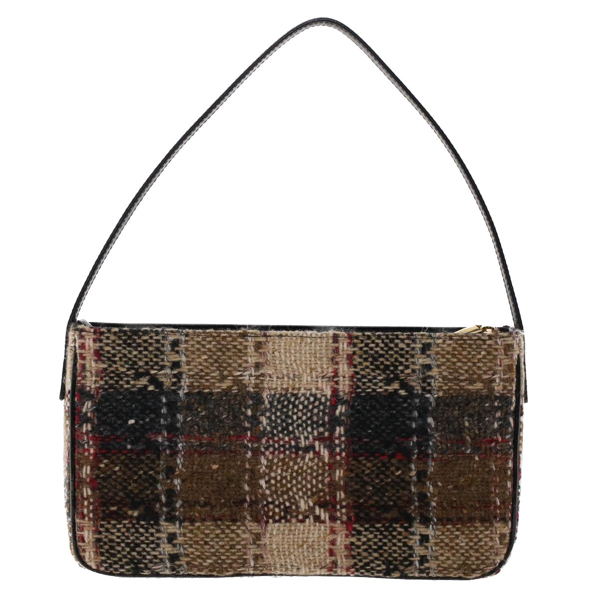 BURBERRY Nova Check Hand Bag Wool Beige Auth 49934