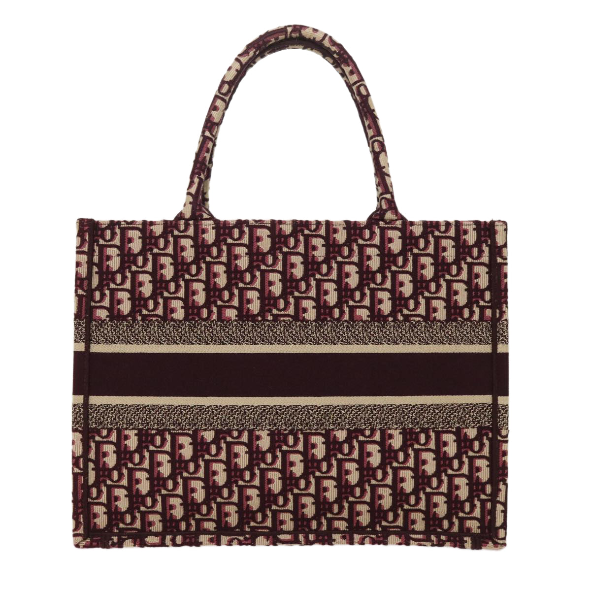 CHRISTIAN DIOR Trotter Canvas Oblique Tote Bag Bordeaux M1296 ZRIW Auth 49935A