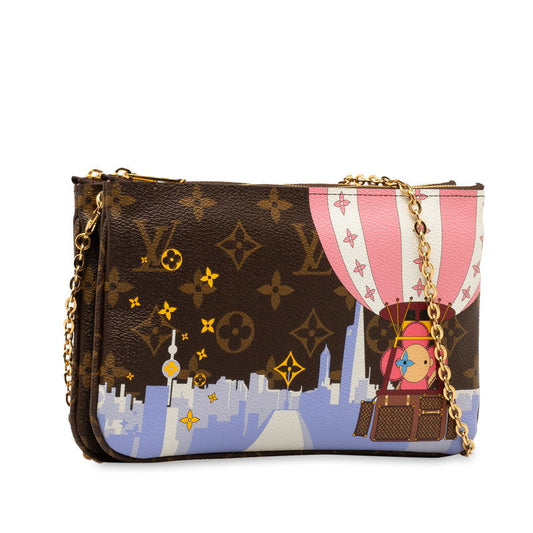 Louis Vuitton Monogram Pochette Double  Vivienne Chain Shoulder Bag M68486 Brown Multicolor PVC Leather  Louis Vuitton