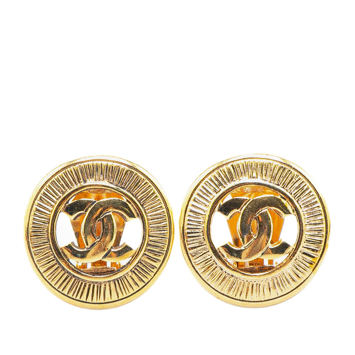 Gold Chanel Gold Plated CC Clip On Earrings