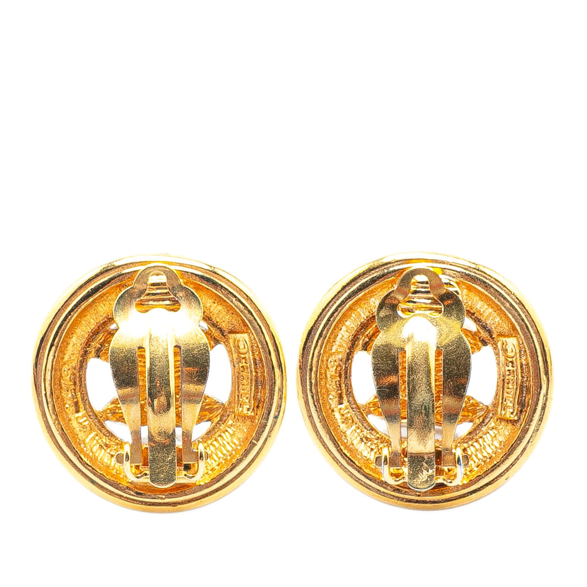 Gold Chanel Gold Plated CC Clip On Earrings