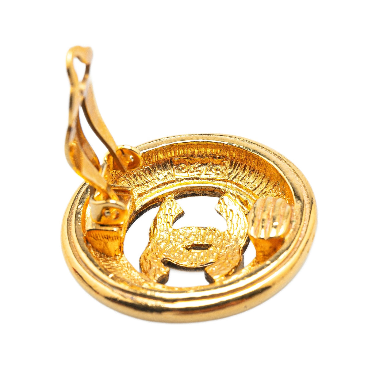 Gold Chanel Gold Plated CC Clip On Earrings