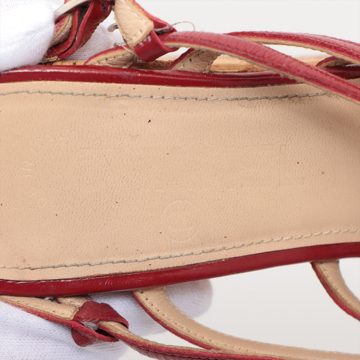 Chanel Patent Leather Sandal 35 1/2  Red Ride