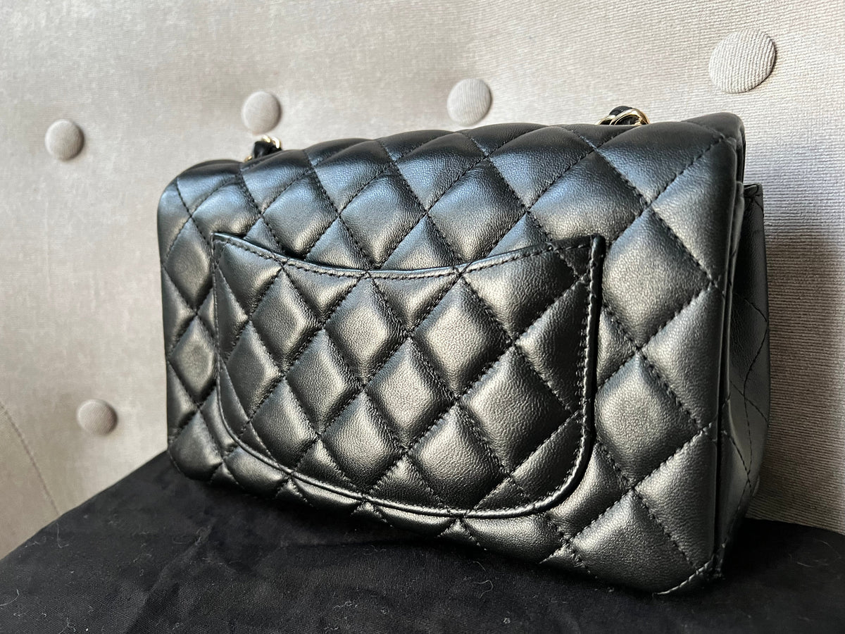Chanel Mini Rectangular Classic Flap in Black Lambskin