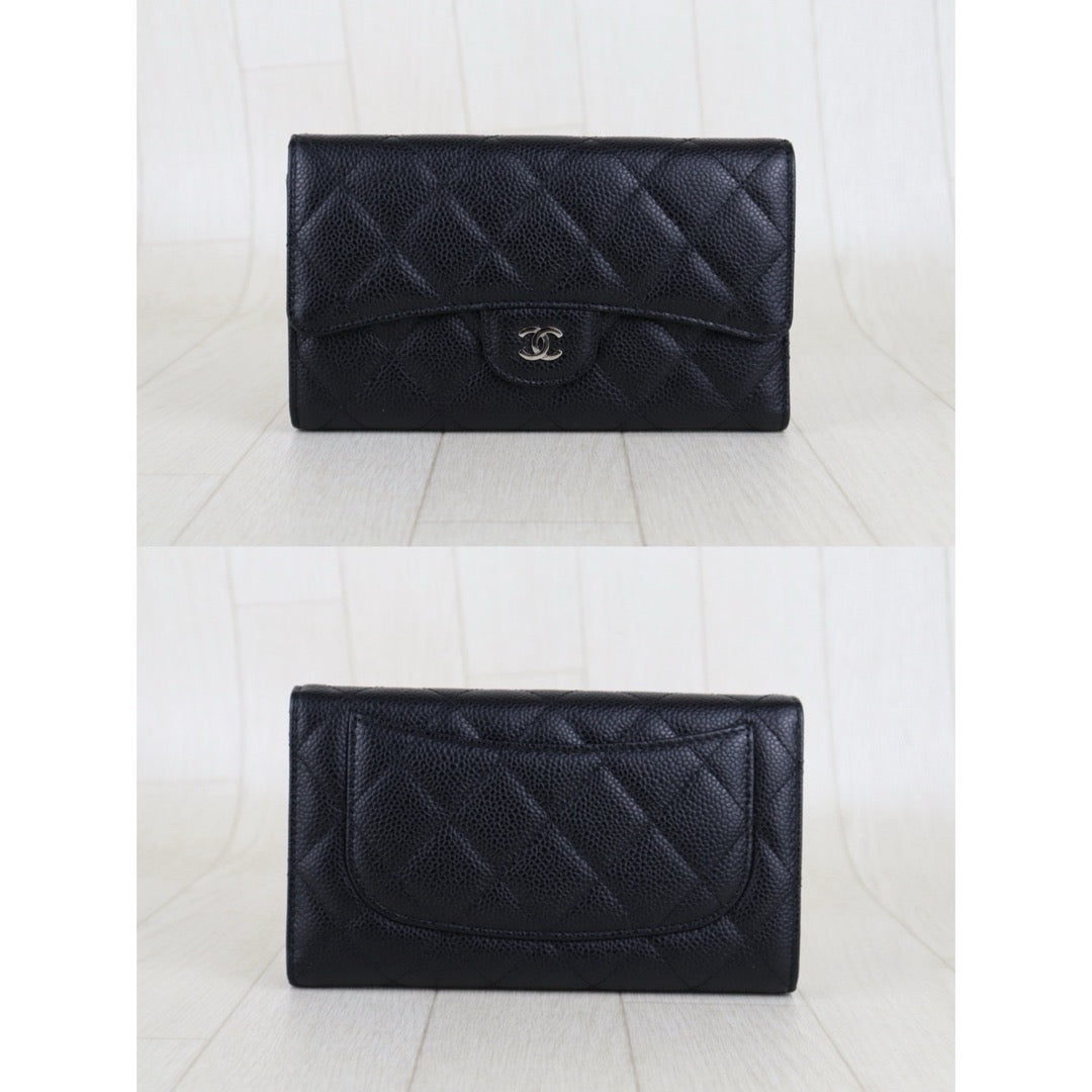 Excellent（Rank SA）｜Chanel Caviar Skin Black  Wallet Made In 2015-2016Year ｜S25061703