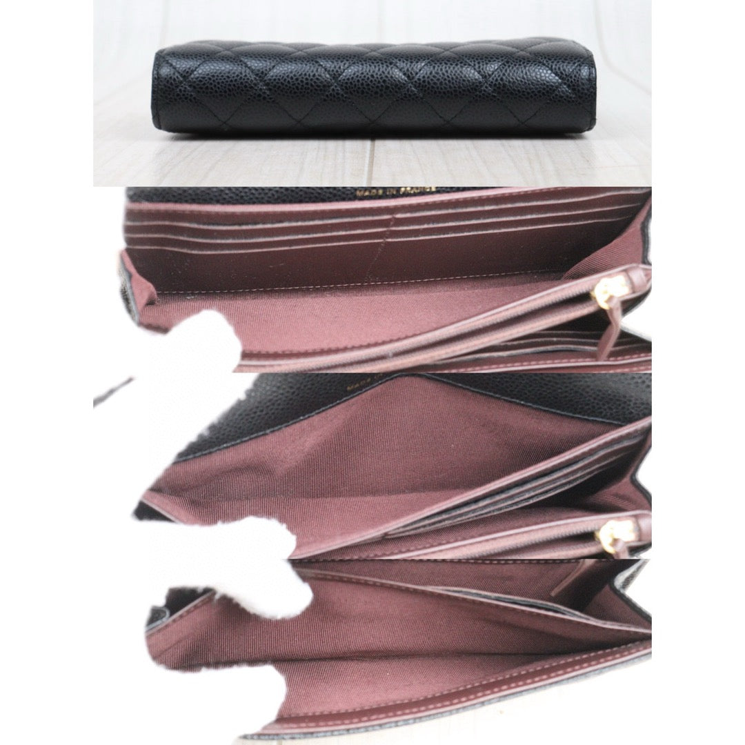 Very Good ( Rank A) ｜CHANEL Caviar Skin Black Long Wallet Made In 2017Year｜25051512