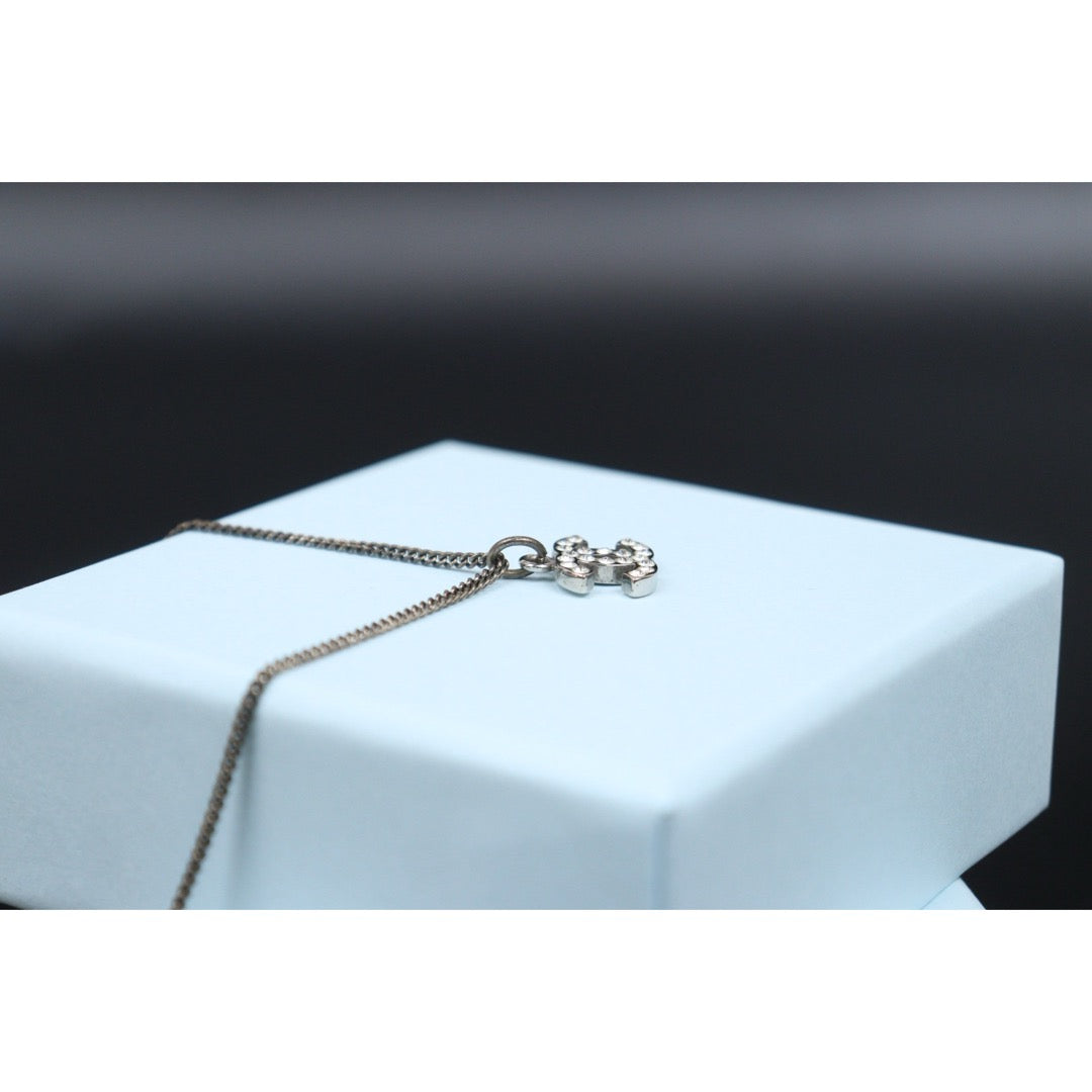 Good ( Rank AB) ｜CHANEL COCO Mark Rhinestone Necklace Silver｜V25070203