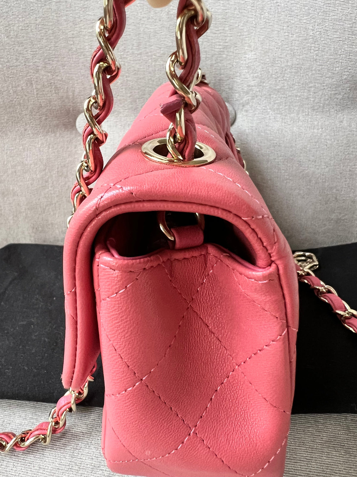 Chanel Mini Rectangular Classic Flap Valentines Day Edition in Pink Lambskin