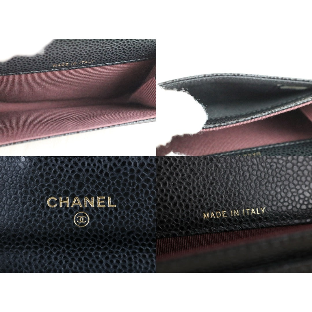 Very Good ( Rank A) ｜CHANEL Caviar Skin Calf Leather  Card Holder Black Made In 2019 Year｜X25070606