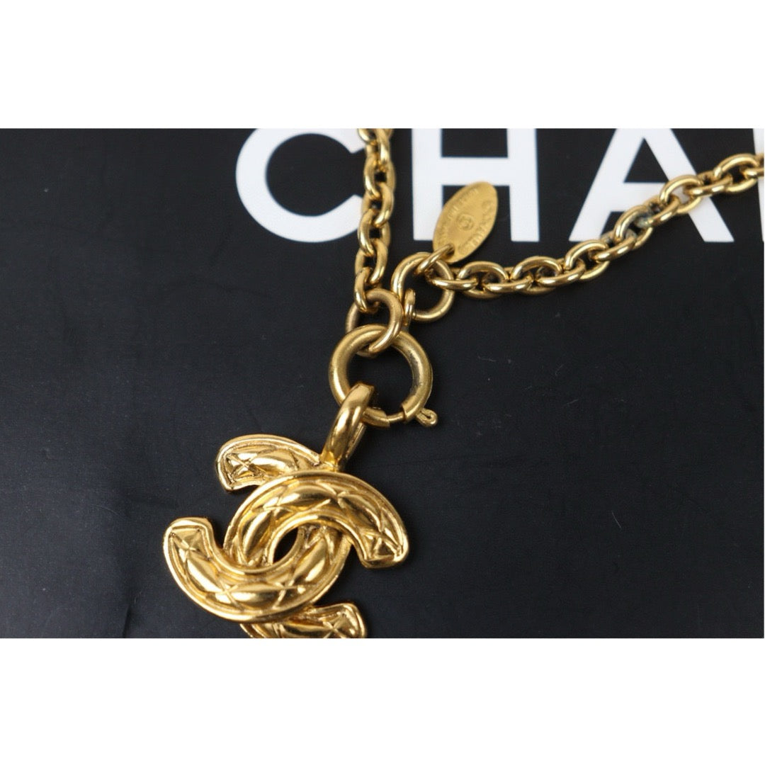 Very Good ( Rank A) ｜ CHANEL Coco Mark 24K Gold Plated Necklace｜W24121301