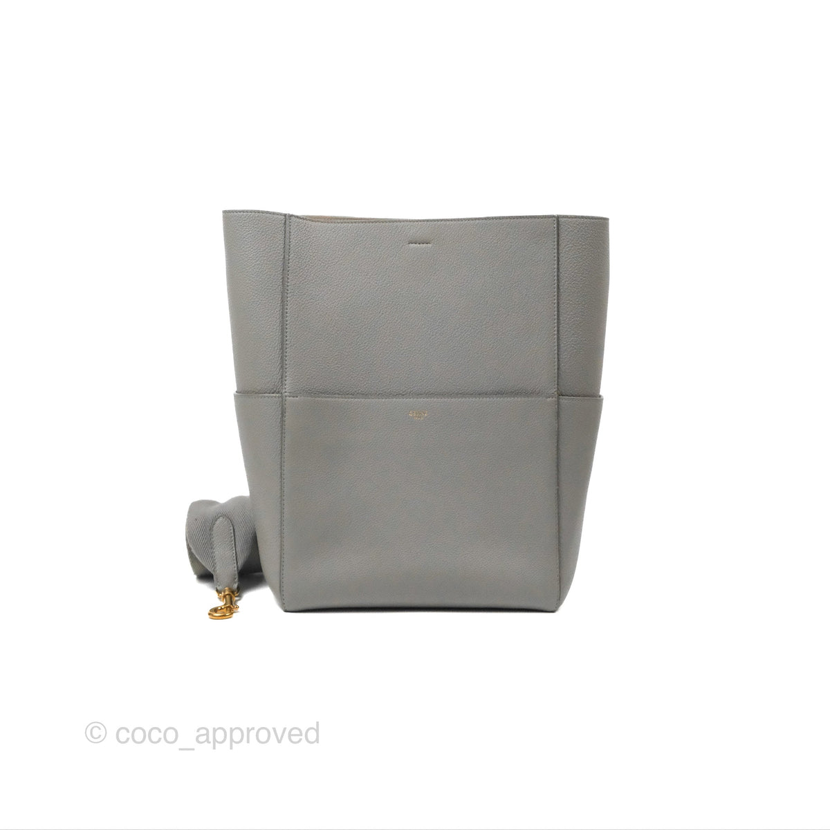 Celine Sangle Bucket Bag Grained Calfskin Grey