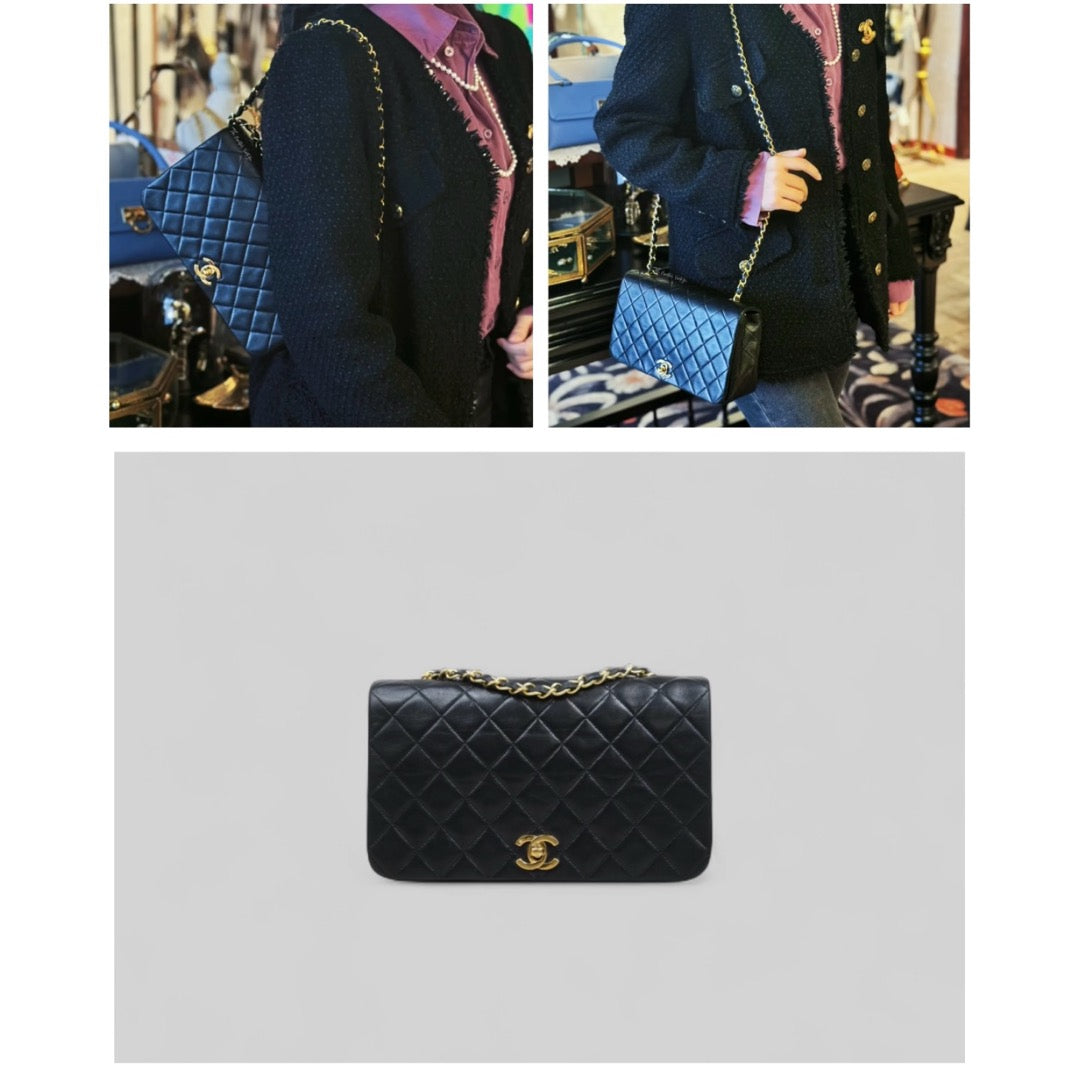 Very Good ( Rank A)｜ CHANEL Matrasse Lamb Skin Chain Bag Black Made in 1989-1991 Year｜P25051610