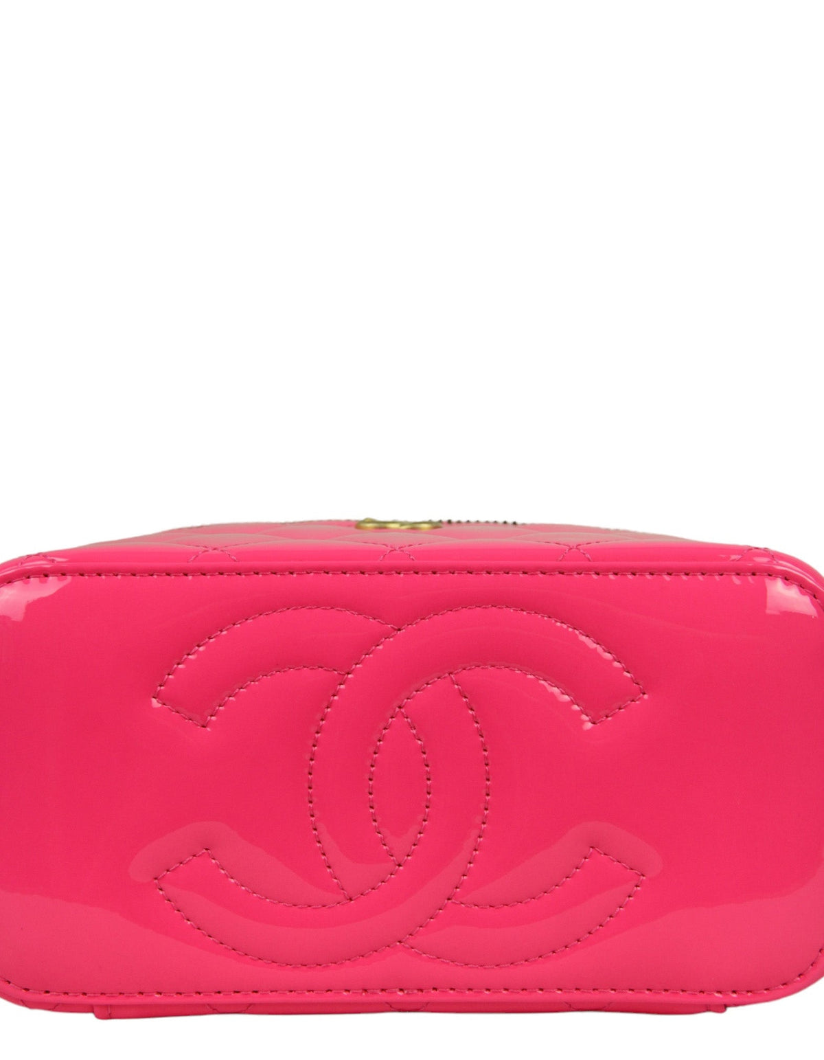 Chanel Neon Pink Patent Pearl Crush Small Vanity Case