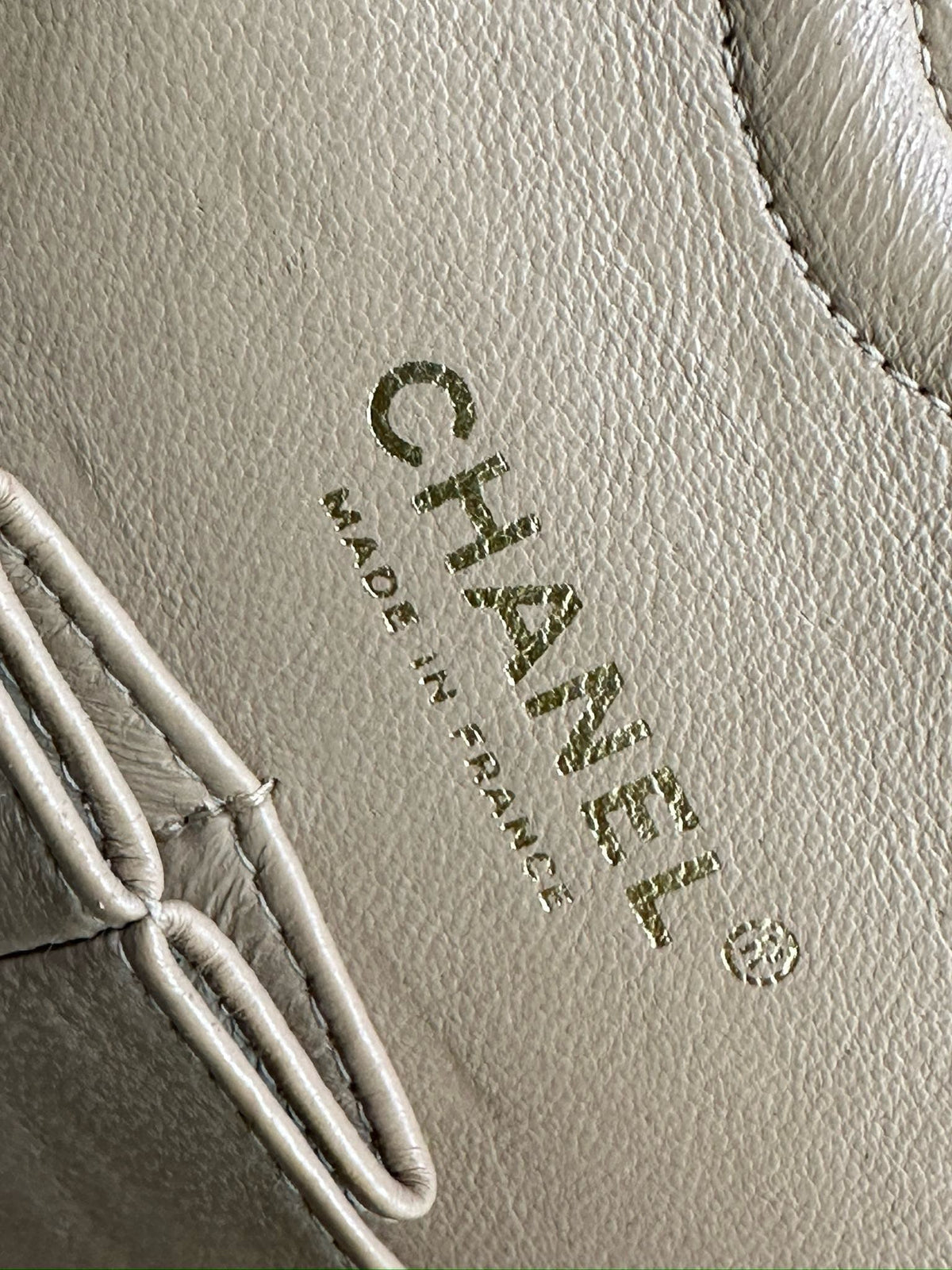 Chanel Medium Caviar Quilted Double Flap Beige Bag 866 Holo