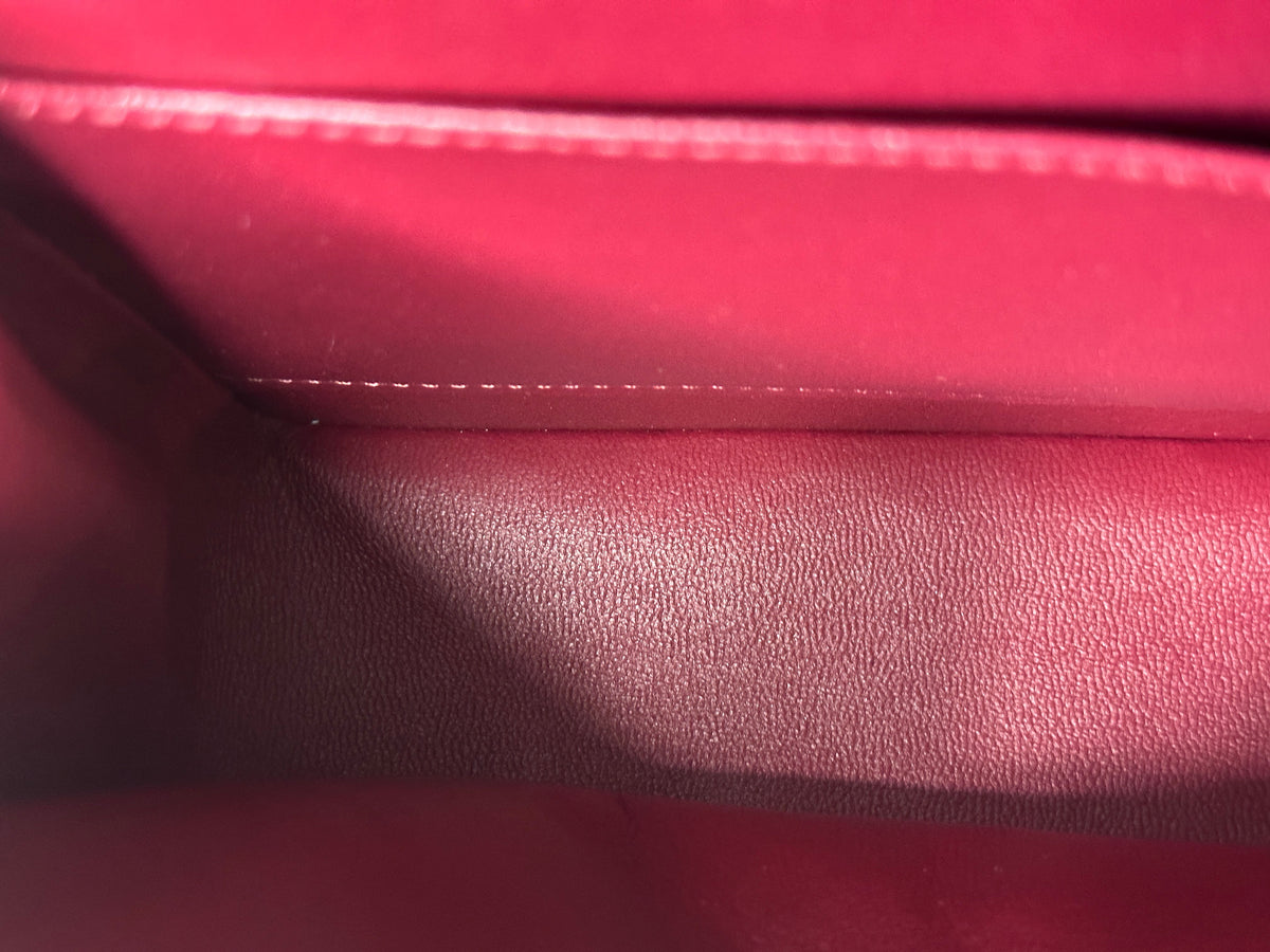 CHANEL MEDIUM 21A CLASSIC DOUBLE FLAP BAG LAMBSKIN DARK RED LGHW ULLK microchip