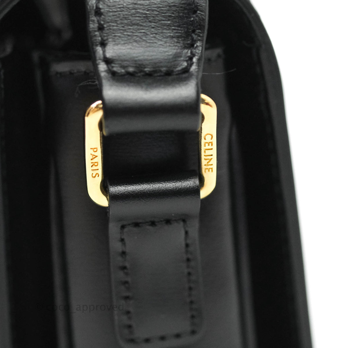 Celine Shiny Calfskin Medium Triomphe Black