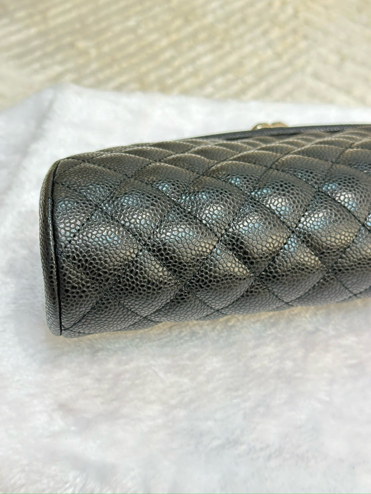 Chanel Quilted Timeless Kisslock Clutch Black Caviar SHW