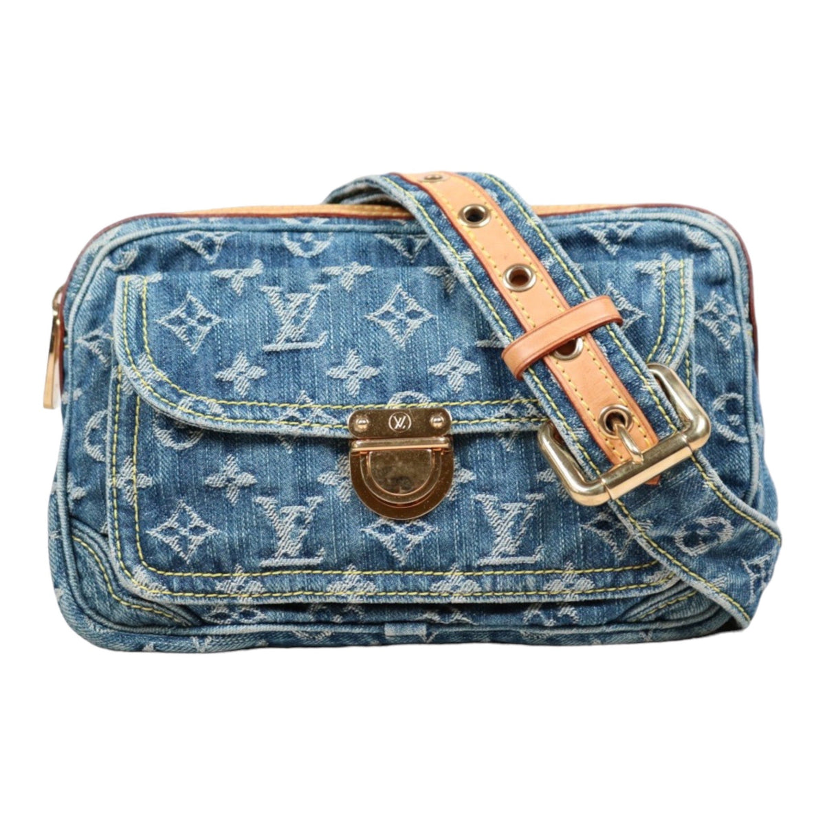 Rank AB ｜  LV Monogram Denim Waist Bag   ｜S24042204