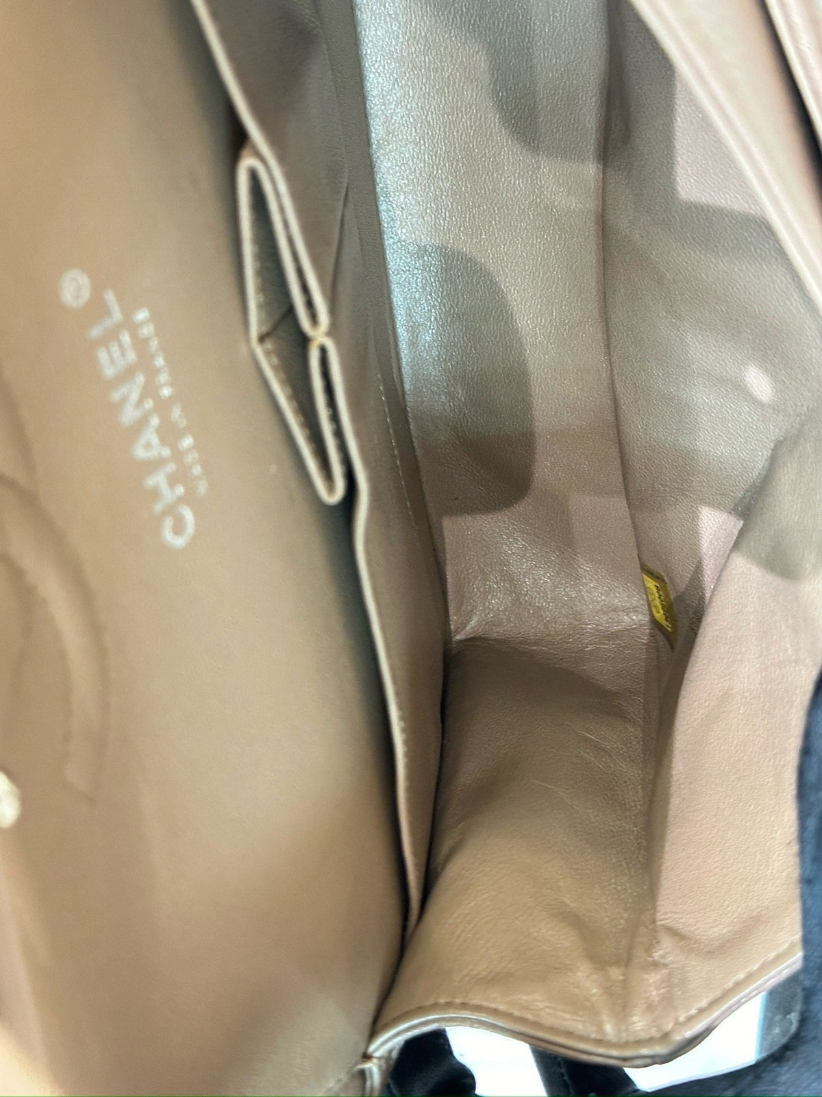 Chanel Medium Classic Caviar Double Flap Taupe SHW