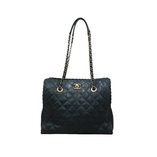 Good ( Rank AB)｜ CHANEL Matrasse Chain Calf Leather Tote Bag Dark Green Made In 2014 -2015 Year｜Y25061702