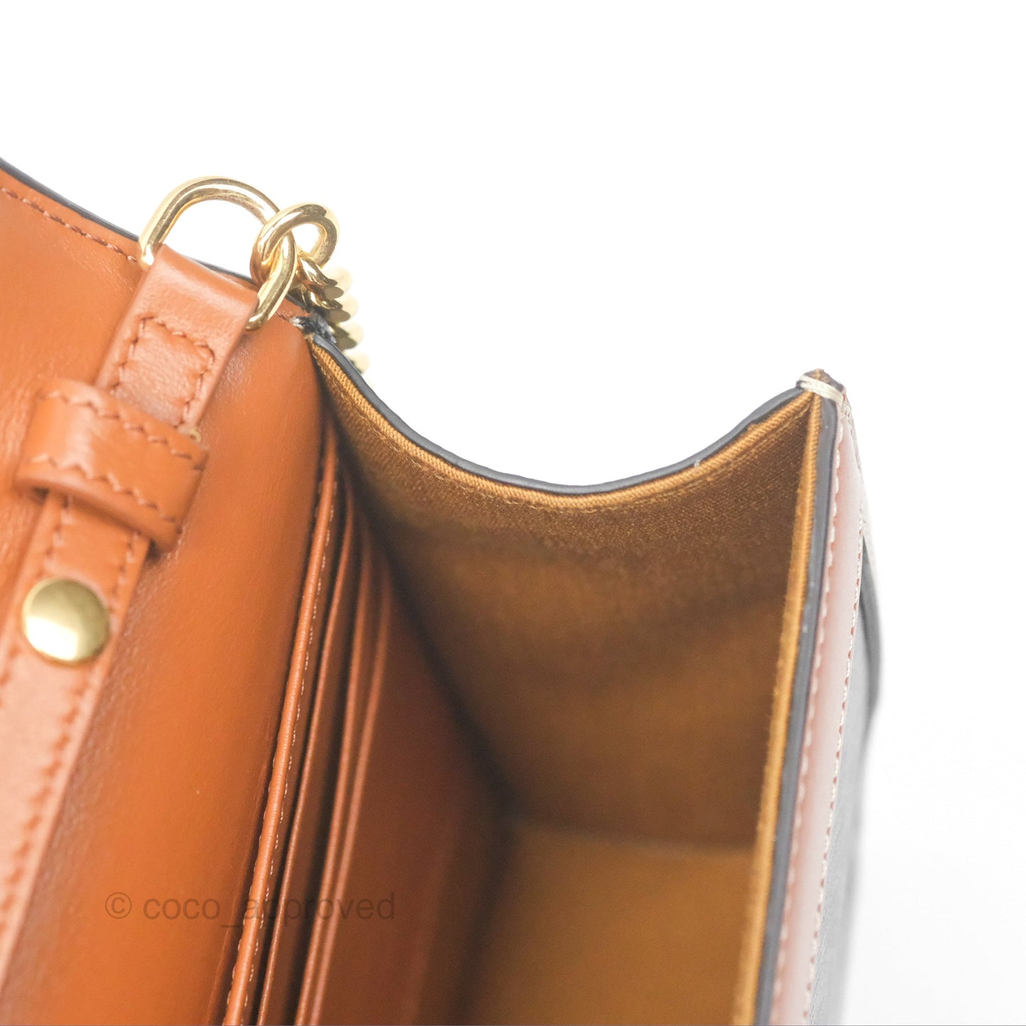 Celine Triomphe Wallet On Chain Canvas Tan Calfskin