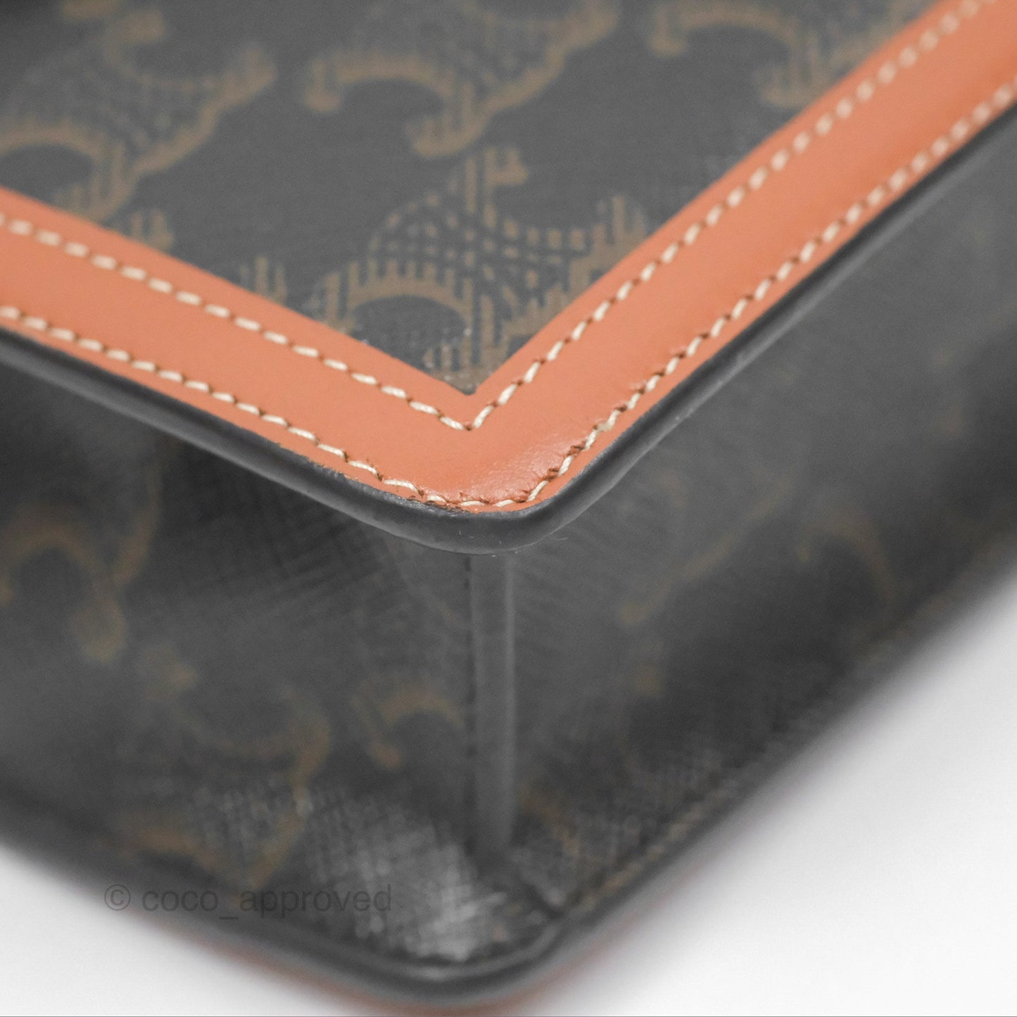 Celine Triomphe Wallet On Chain Canvas Tan Calfskin