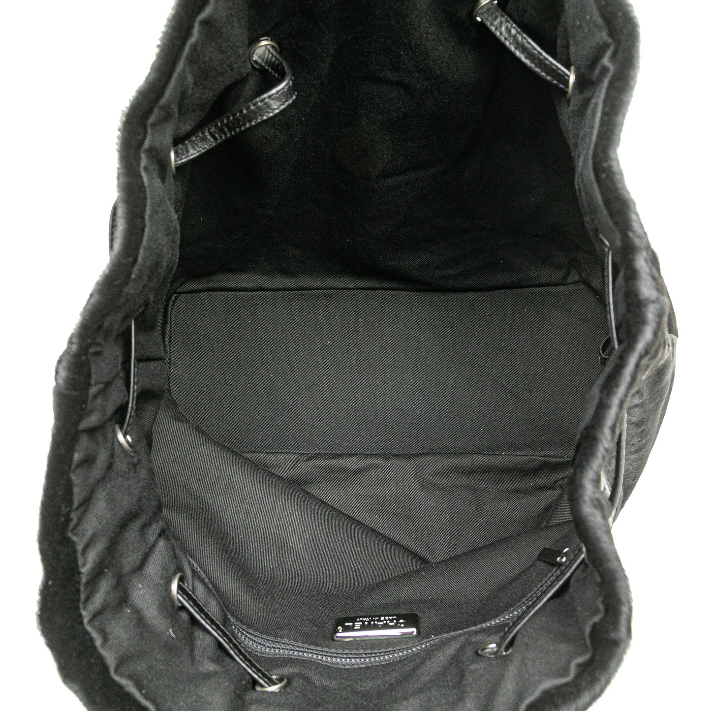 Black Chanel Pony Hair and Quilted Aged Calfskin Drawstring Tote