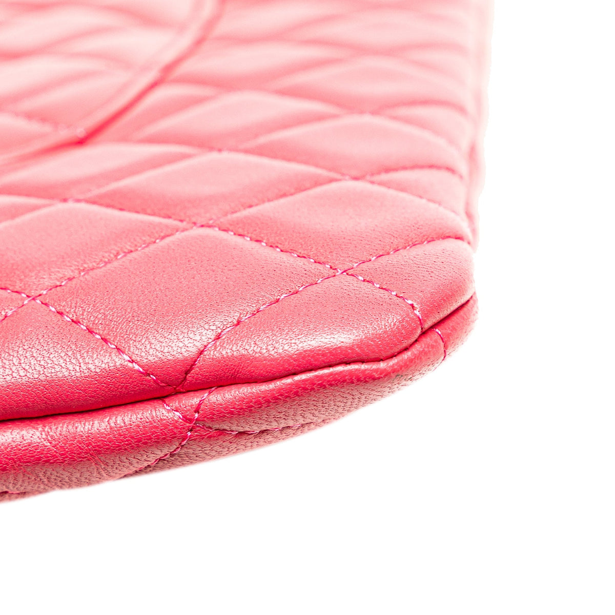 Pink Chanel Large Quilted Lambskin O Case Clutch