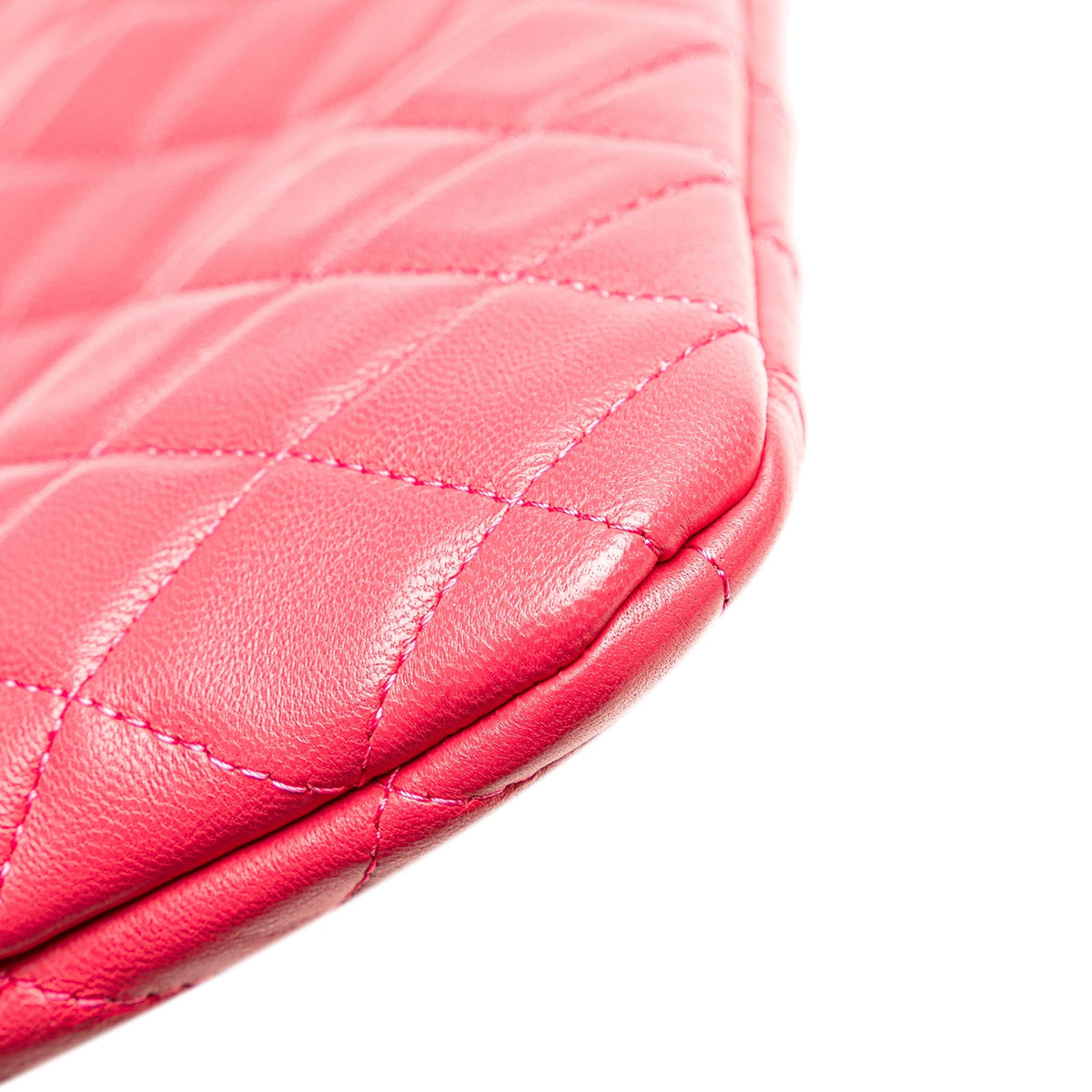 Pink Chanel Large Quilted Lambskin O Case Clutch