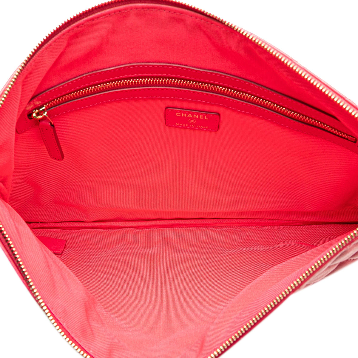 Pink Chanel Large Quilted Lambskin O Case Clutch