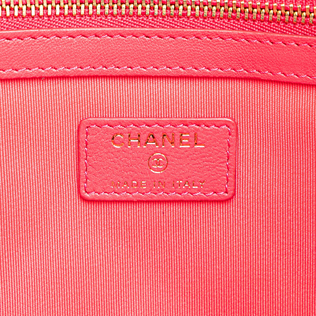 Pink Chanel Large Quilted Lambskin O Case Clutch