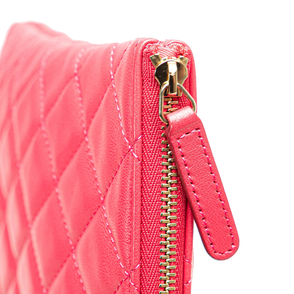 Pink Chanel Large Quilted Lambskin O Case Clutch